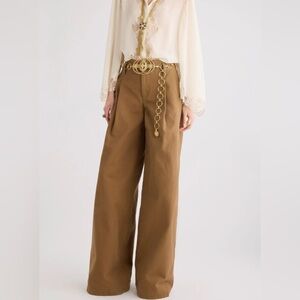 Chloé Organic Cotton Brown Wide-Leg Pants